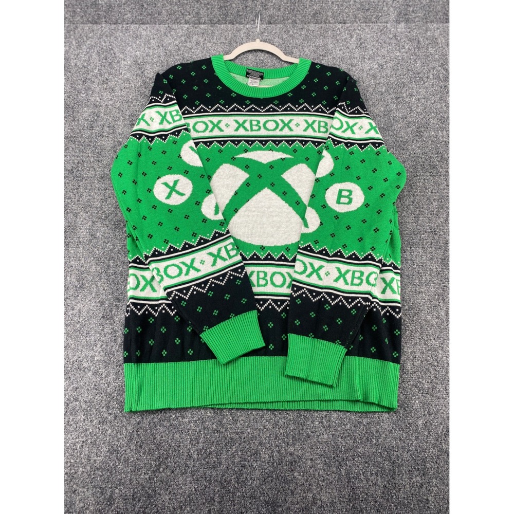 Xbox Ugly Christmas Sweater Ripple Junction Mens Large Green Holiday Gaming Knit